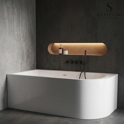 Half vrijstaand hoekbad links Sanitado Elements Living 180x80cm mat wit