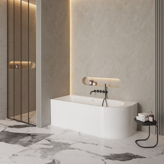 Half vrijstaand hoekbad rechts Sanitado Elements Living 180x80cm mat wit