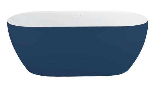 Vrijstaand ligbad Sanitado Rainbow Friday Blue 178x78cm mat blauw en glanzend wit