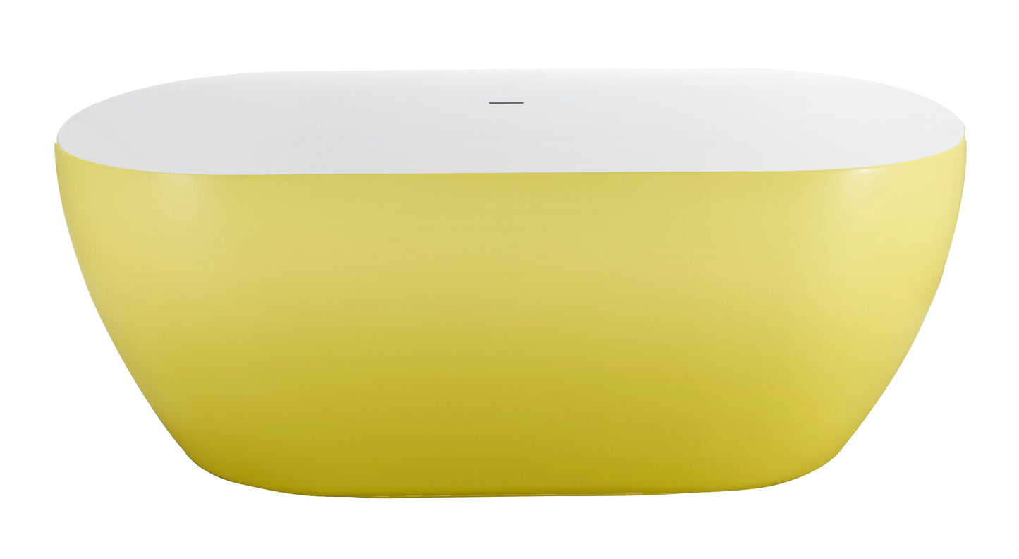 Vrijstaand ligbad Sanitado Rainbow Friday Yellow 178x78cm mat geel en glanzend wit