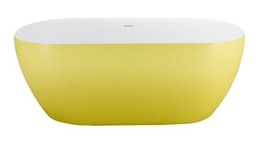 Vrijstaand ligbad Sanitado Rainbow Friday Yellow 178x78cm mat geel en glanzend wit