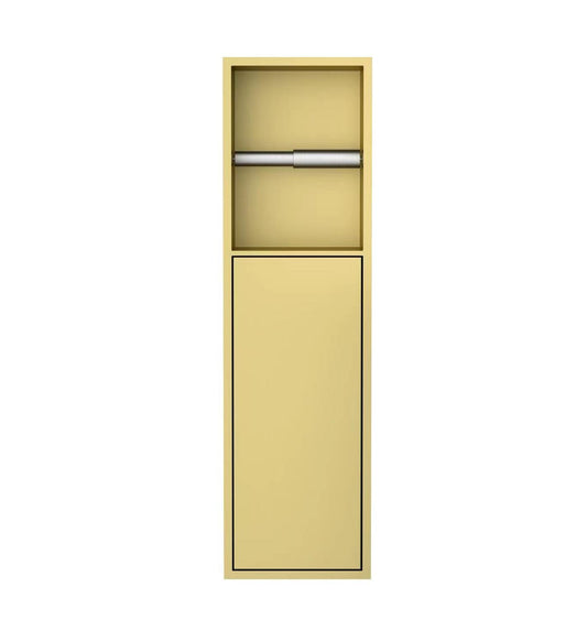Badkamer inbouwnis 60x16x12cm Sanitado Industry toiletrolhouder en opbergkast in mat goud