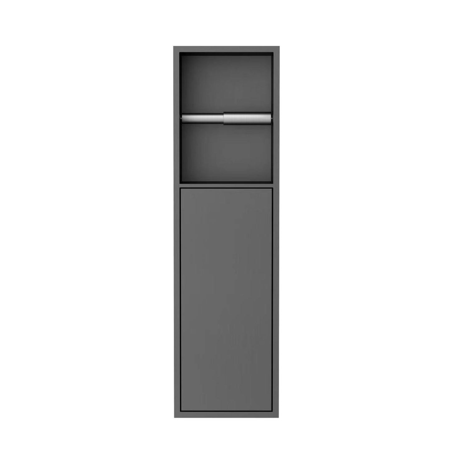 Badkamer inbouwnis 60x16x12cm Sanitado Industry toiletrolhouder en opbergkast in gunmetal
