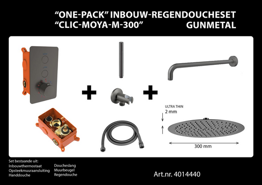 Complete inbouwdouche Sanitado Industry Click met 30cm stortdouche en handdouche in gunmetal