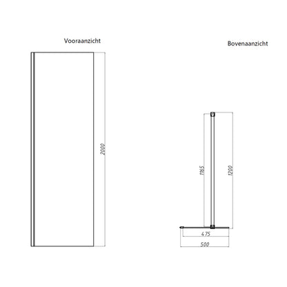Sanitado Dalis Inloopdouche Helder Glas Chrome Profielen 50x200 cm