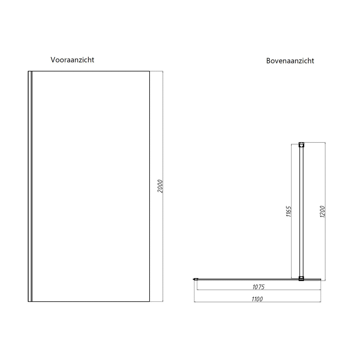 Sanitado Dalis Inloopdouche Helder Glas Chrome Profielen 110x200 cm