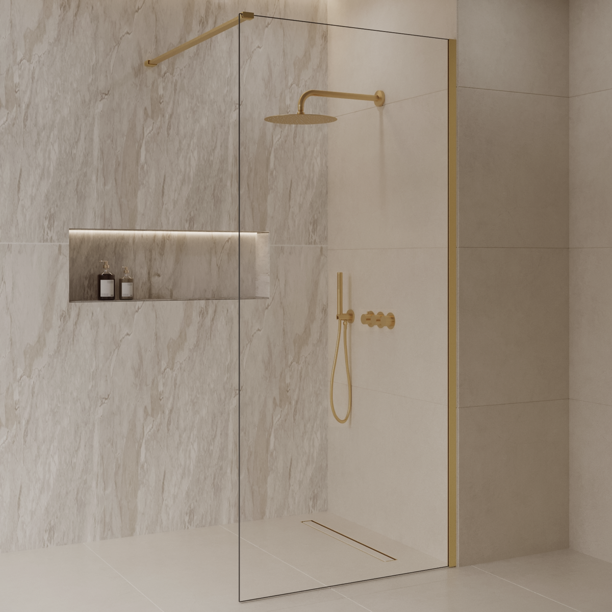 Sanitado Dalis Inloopdouche Helder Glas Mat Goud Profielen 90x200 cm