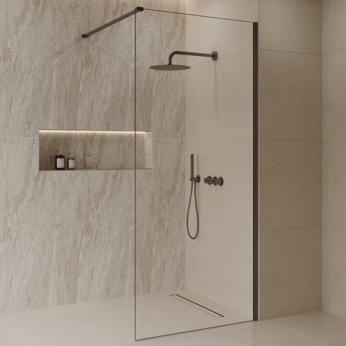 Sanitado Dalis Inloopdouche Helder Glas Gunmetal Profielen 50x200 cm