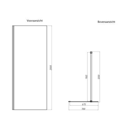 Sanitado Dalis Inloopdouche Helder Glas Mat Wit Profielen 70x200 cm