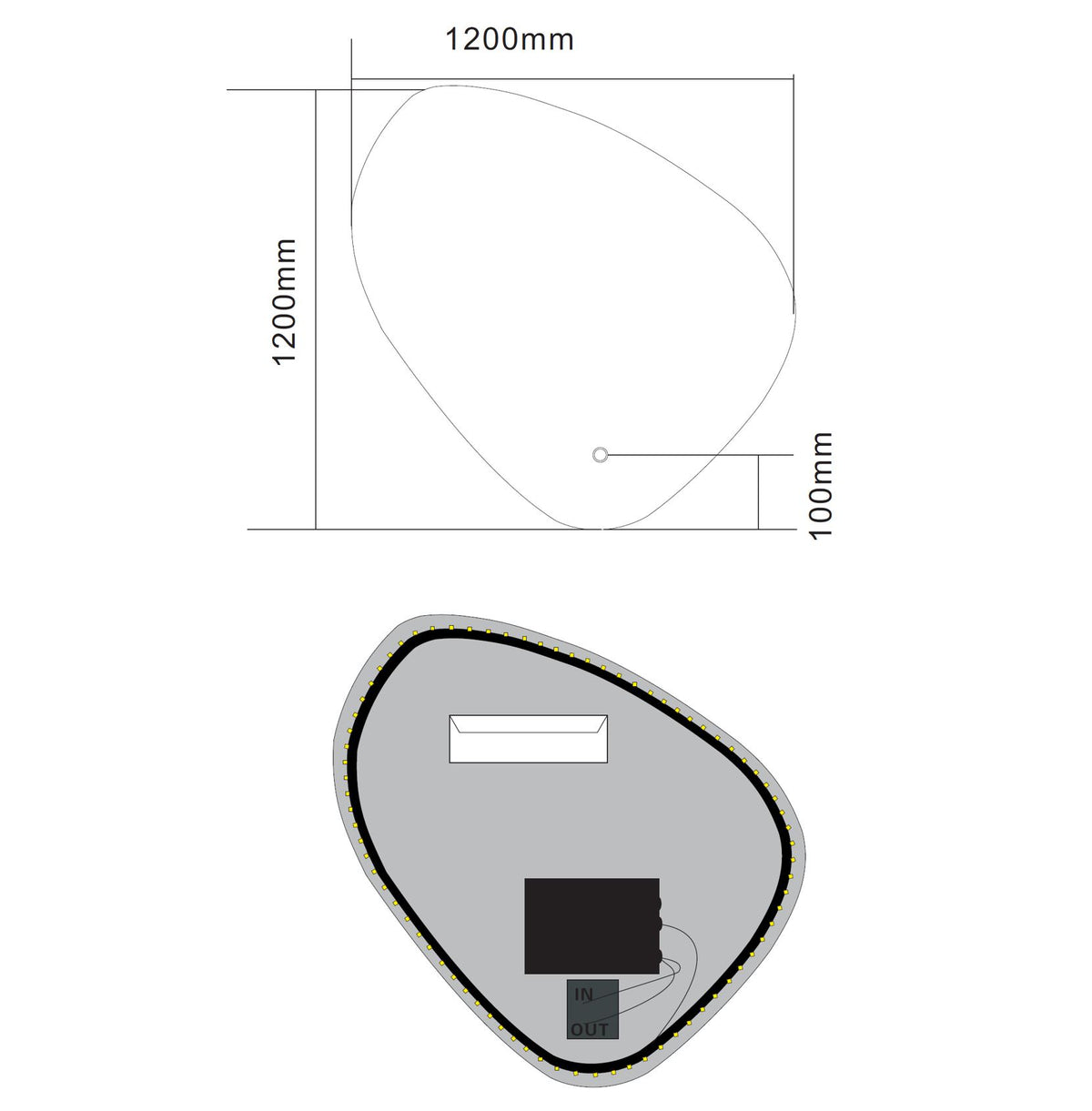 Sanitado Industry Ballon Luxe Badkamer Spiegel Organisch 120 cm