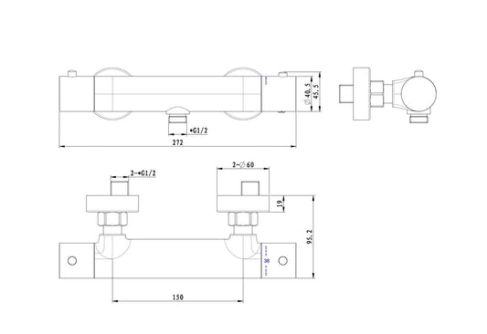 Thermostatische opbouw douchekraan Sanitado Industry in gunmetal