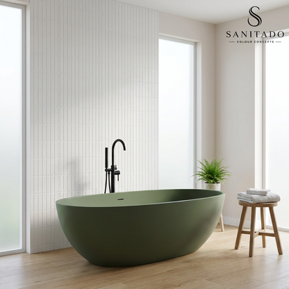 Vrijstaand ligbad Sanitado Elements Just New solid surface 180x85cm mat groen