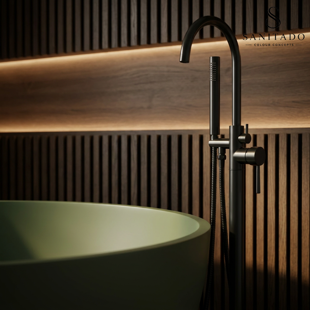 Vrijstaand ligbad Sanitado Elements Just New solid surface 180x85cm mat groen