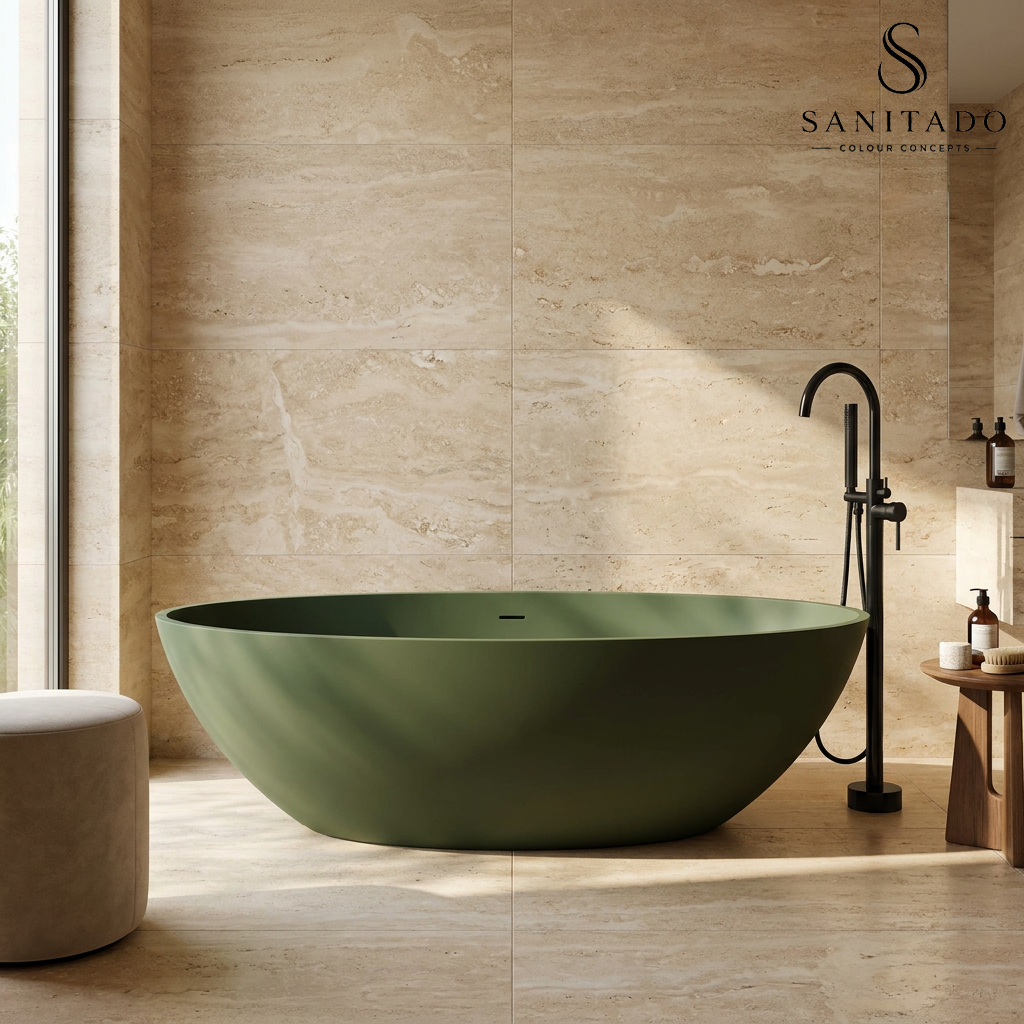 Vrijstaand ligbad Sanitado Elements Just New solid surface 180x85cm mat groen