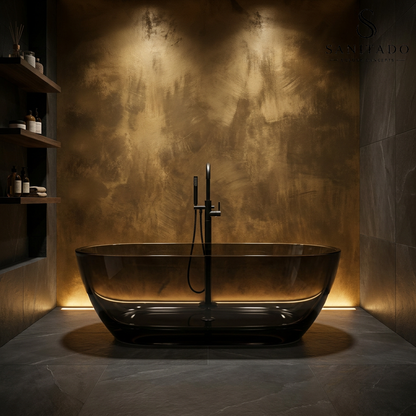 Vrijstaand ligbad Sanitado Rainbow Transparant 170x78cm zwart