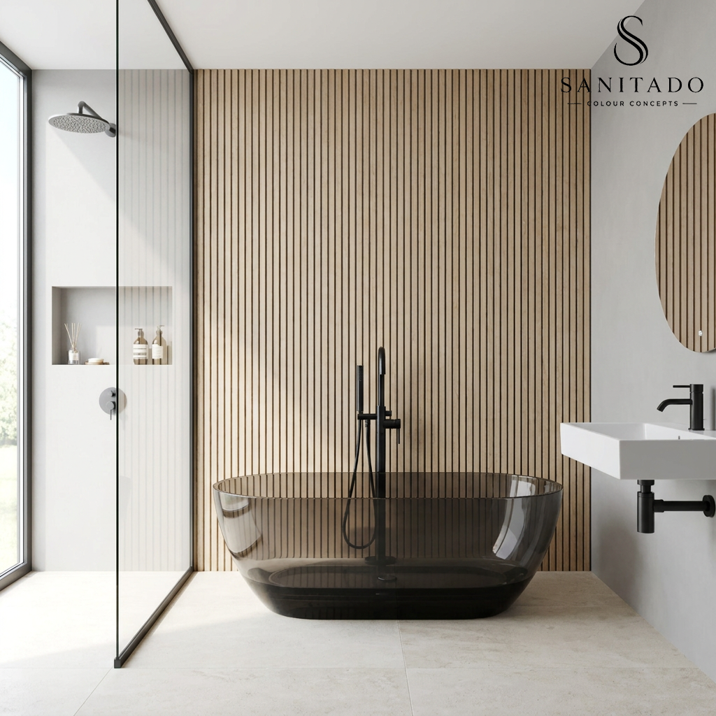 Vrijstaand ligbad Sanitado Rainbow Transparant 170x78cm zwart