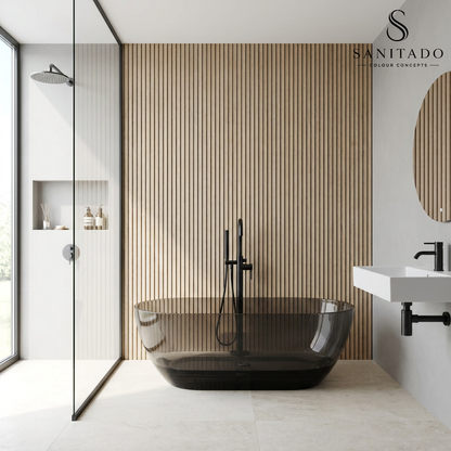 Vrijstaand ligbad Sanitado Rainbow Transparant 170x78cm zwart