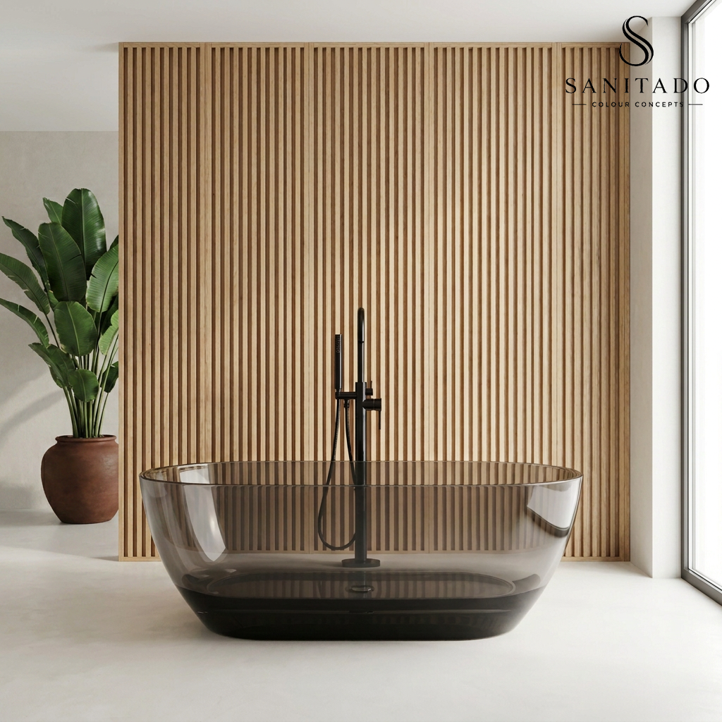 Vrijstaand ligbad Sanitado Rainbow Transparant 170x78cm zwart
