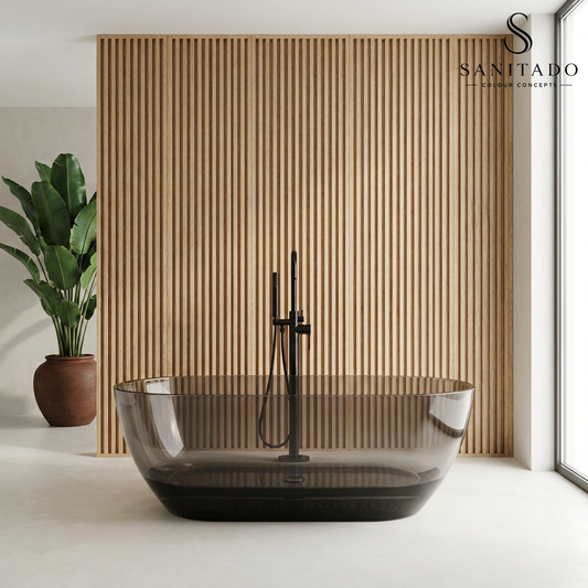 Vrijstaand ligbad Sanitado Rainbow Transparant 170x78cm zwart