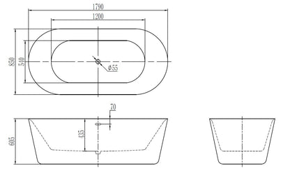 Vrijstaand ligbad Sanitado Elements Bianco-Marble 180x85cm marmer wit