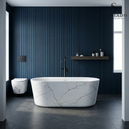 Vrijstaand ligbad Sanitado Elements Bianco-Marble 180x85cm marmer wit