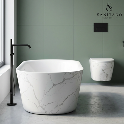 Vrijstaand ligbad Sanitado Elements Bianco-Marble 180x85cm marmer wit