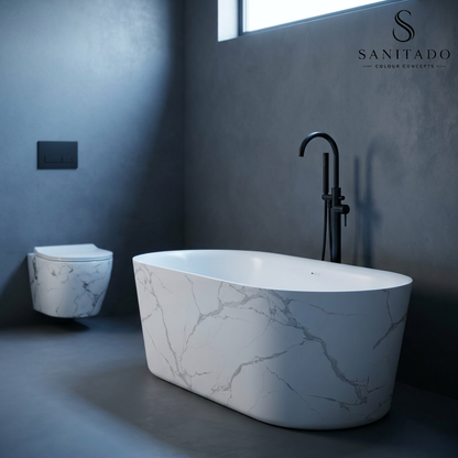 Vrijstaand ligbad Sanitado Elements Bianco-Marble 180x85cm marmer wit