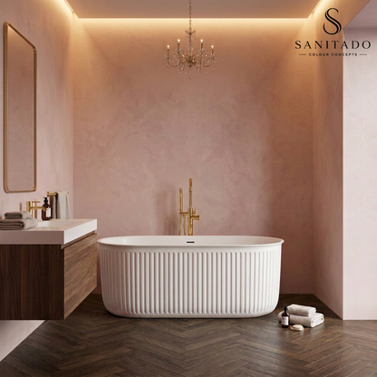 Vrijstaand ligbad Sanitado Industry Ribbel 170x78cm mat wit