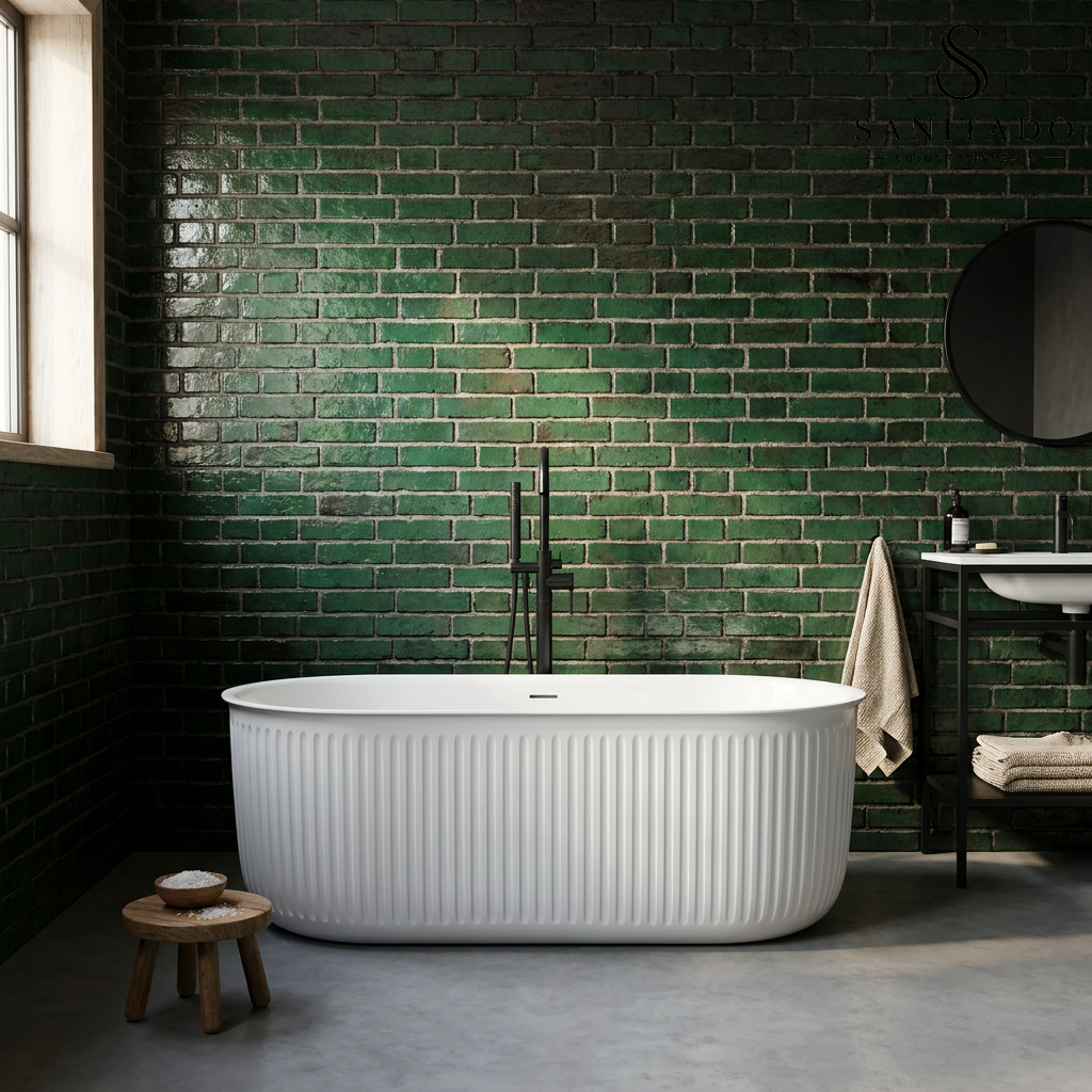Vrijstaand ligbad Sanitado Industry Ribbel 170x78cm mat wit