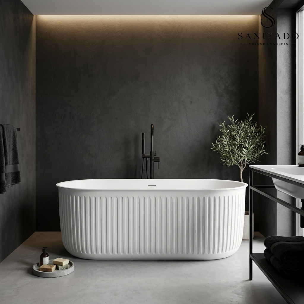 Vrijstaand ligbad Sanitado Industry Ribbel 170x78cm mat wit