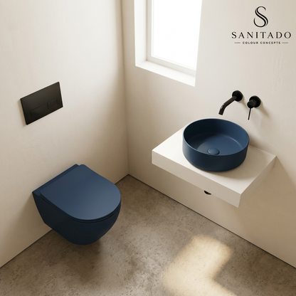 Wandcloset Sanitado rainbow randloos met softclose toiletzitting in mat donkerblauw