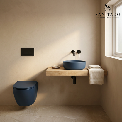 Wandcloset Sanitado rainbow randloos met softclose toiletzitting in mat donkerblauw
