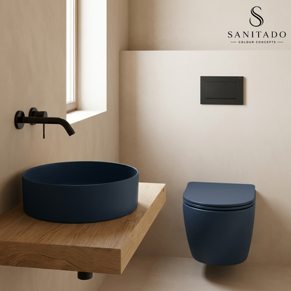 Wandcloset Sanitado rainbow randloos met softclose toiletzitting in mat donkerblauw