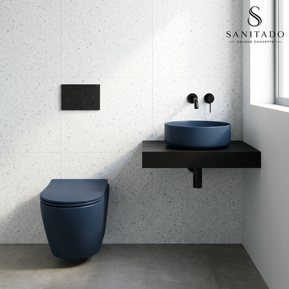 Wandcloset Sanitado rainbow randloos met softclose toiletzitting in mat donkerblauw