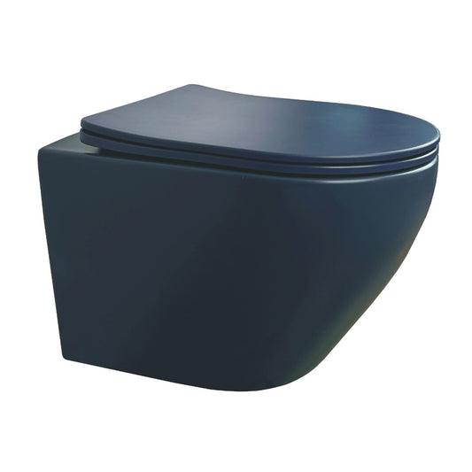 Wandcloset Sanitado rainbow randloos met softclose toiletzitting in mat donkerblauw