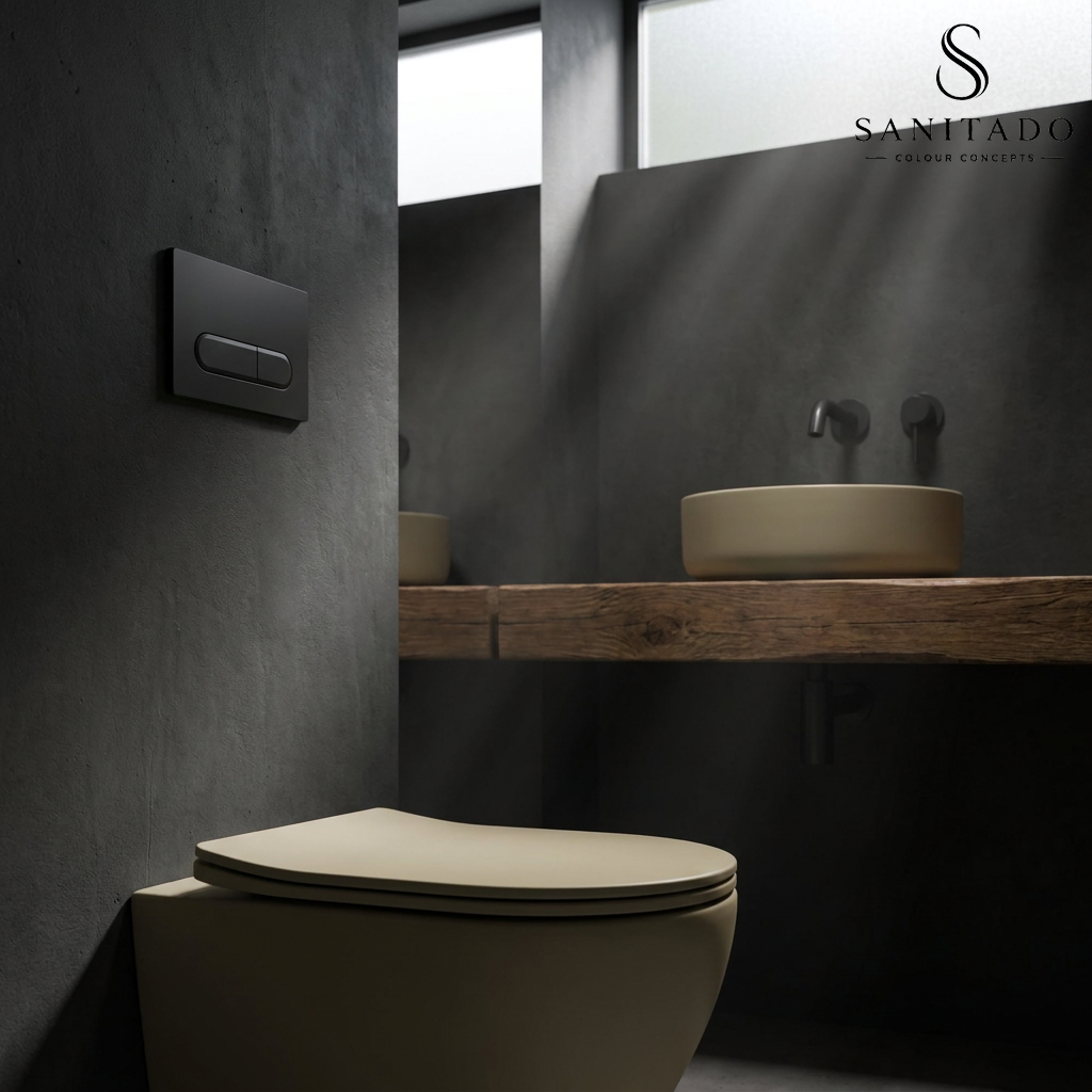 Wandcloset Sanitado rainbow randloos met softclose toiletzitting in mat khaki