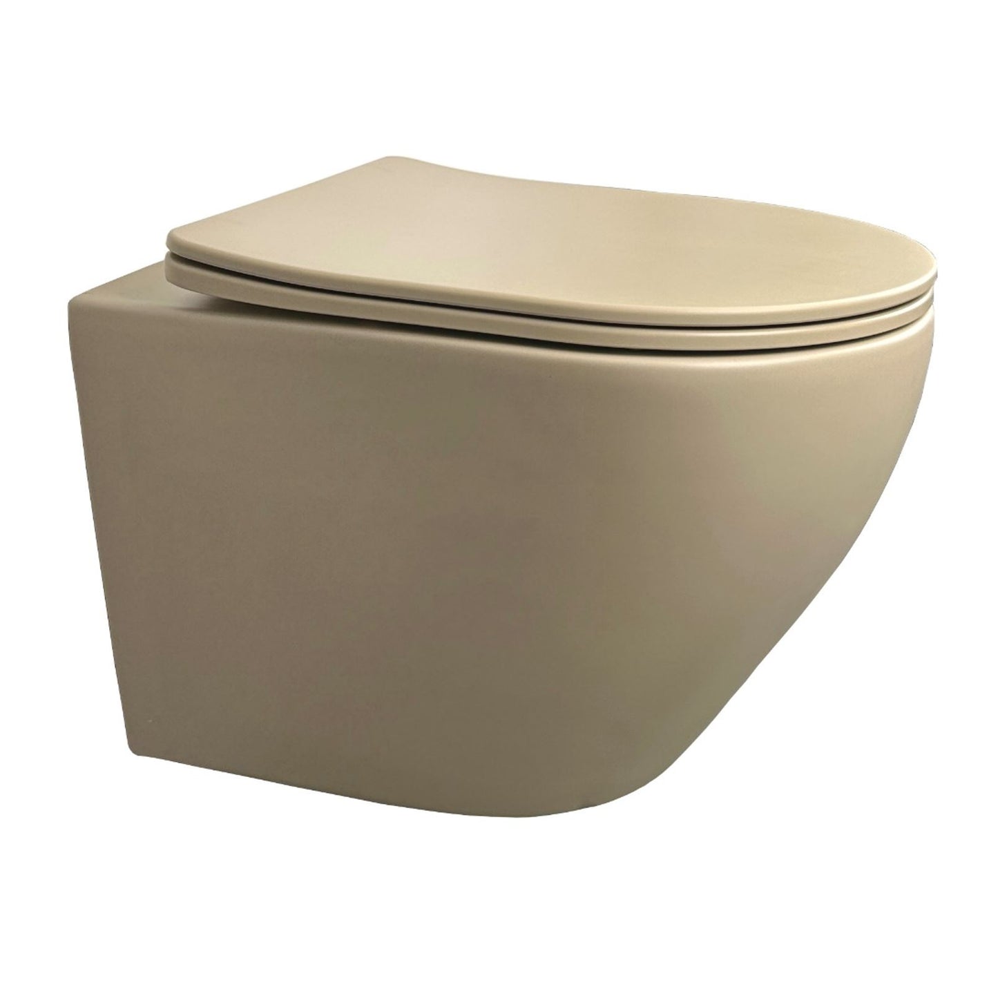 Wandcloset Sanitado rainbow randloos met softclose toiletzitting in mat khaki