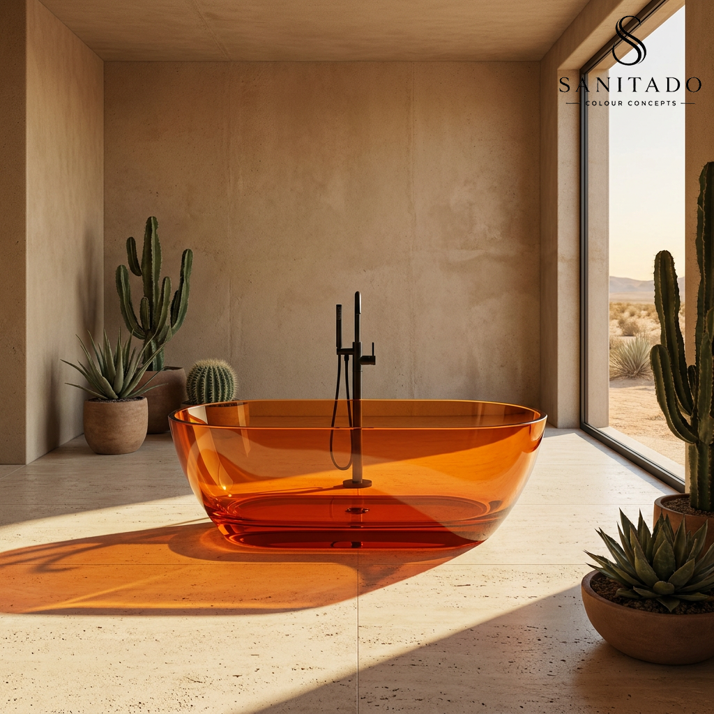 Vrijstaand ligbad Sanitado Rainbow Transparant 170x78cm oranje
