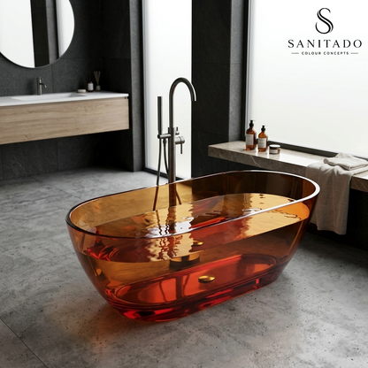 Vrijstaand ligbad Sanitado Rainbow Transparant 170x78cm oranje