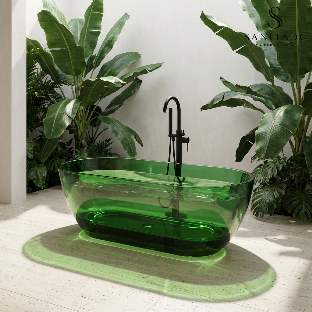 Vrijstaand ligbad Sanitado Rainbow Transparant 170x78cm groen