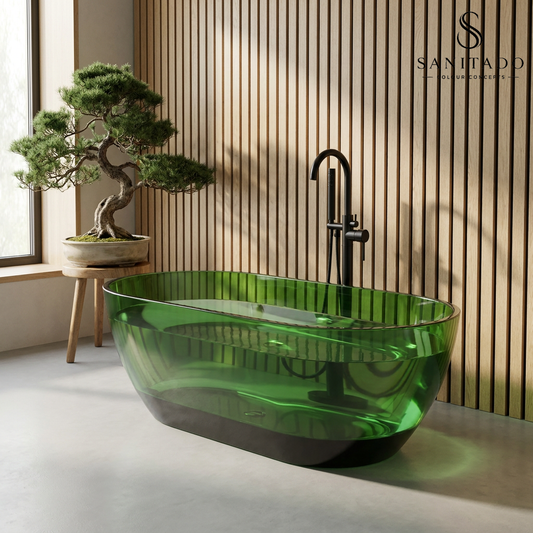 Vrijstaand ligbad Sanitado Rainbow Transparant 170x78cm groen