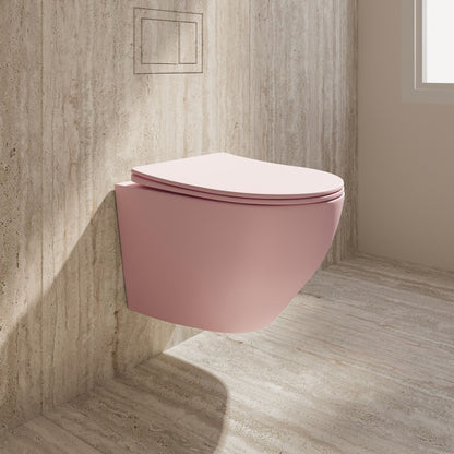 Wandcloset Sanitado rainbow randloos met softclose toiletzitting in mat roze