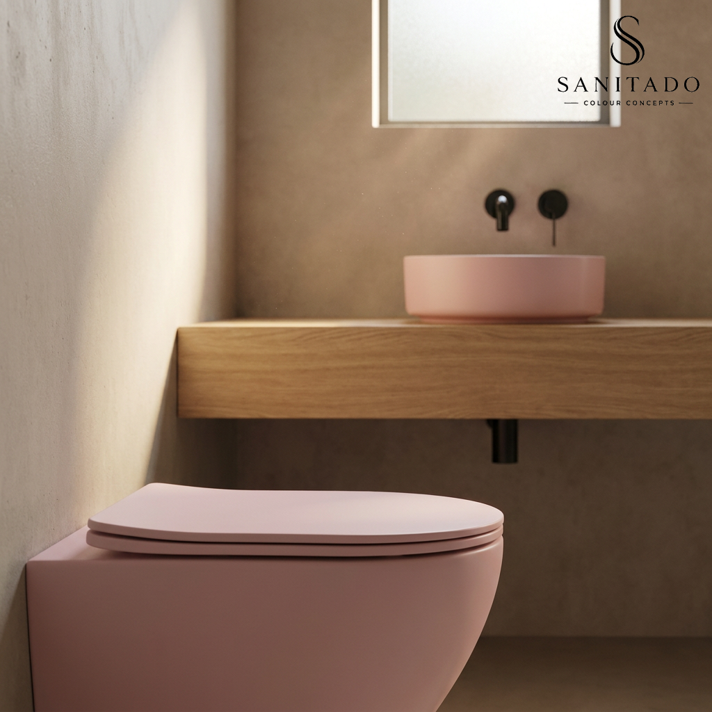 Wandcloset Sanitado rainbow randloos met softclose toiletzitting in mat roze