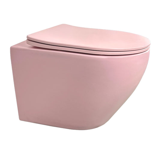 Wandcloset Sanitado rainbow randloos met softclose toiletzitting in mat roze