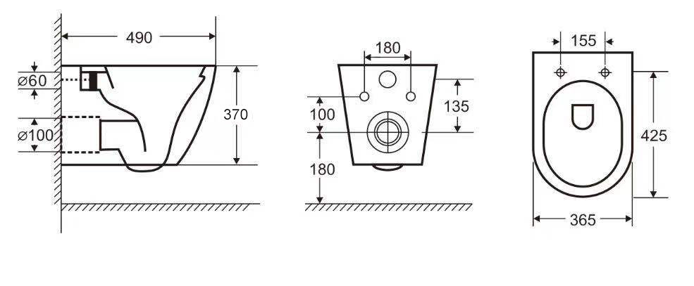 Wandcloset Sanitado rainbow randloos met softclose toiletzitting in mat lichtblauw