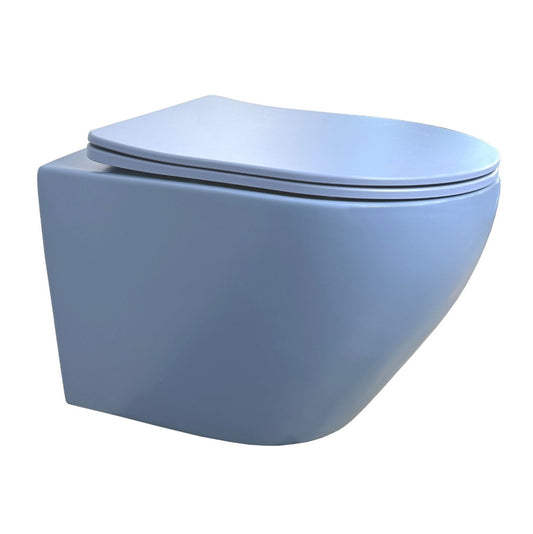 Wandcloset Sanitado rainbow randloos met softclose toiletzitting in mat lichtblauw