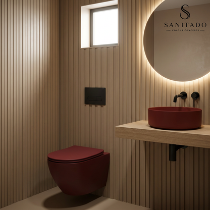 Wandcloset Sanitado rainbow randloos met softclose toiletzitting in mat rood