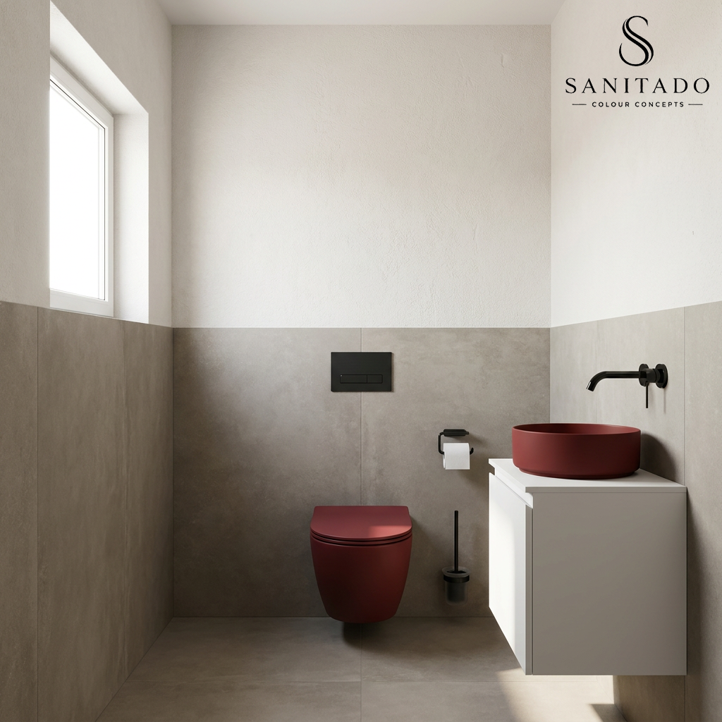 Wandcloset Sanitado rainbow randloos met softclose toiletzitting in mat rood
