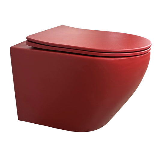 Wandcloset Sanitado rainbow randloos met softclose toiletzitting in mat rood