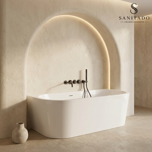 Half vrijstaand ligbad Sanitado Elements Bareiss 180x80cm glanzend wit